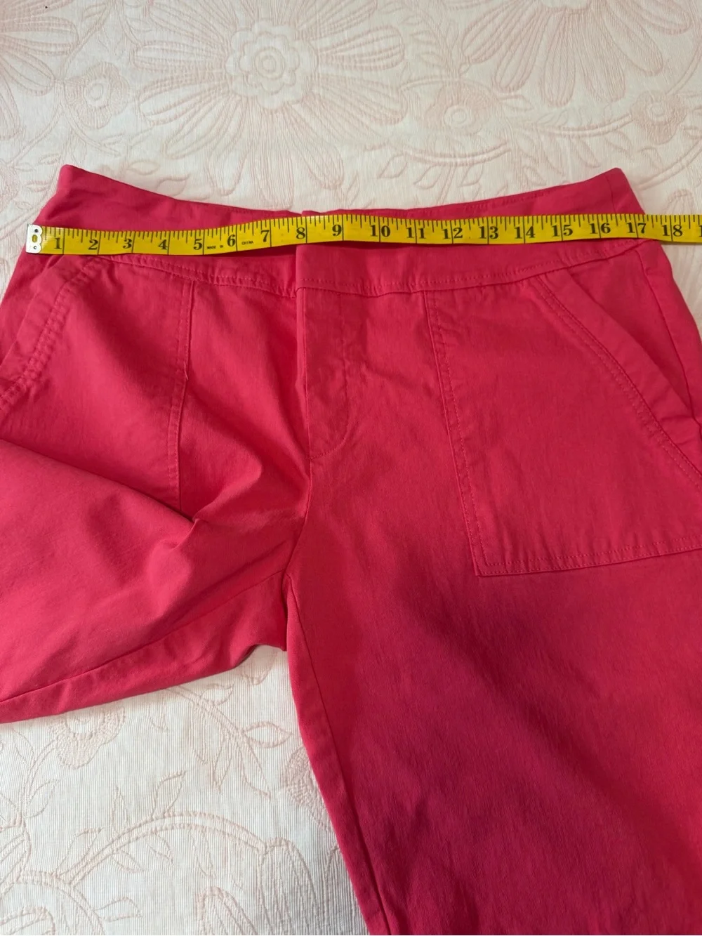 Jenna Rose Casual Women's Red Bermuda Shorts with Utility Pockets